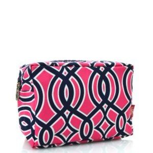 Hot Pink navy Vine Cosmetic Makeup Travel Bag